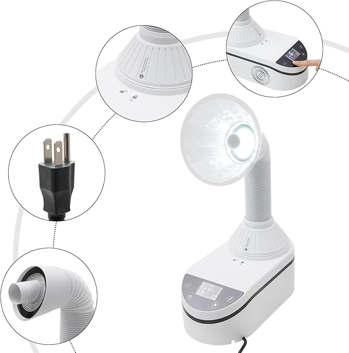 Professional Nail Dust Collector, 230W Powerful Dust Vacuum Cleaner, Nail Dust Collecting Machine with Dust Hose and Cover,Led Spotlight, for Nail Art, Veneer, Nail Care, Crafting