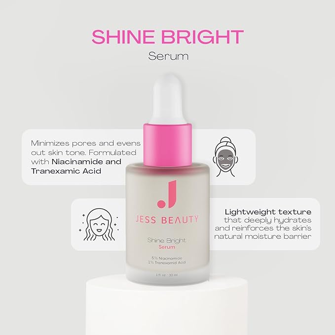 JESS BEAUTY | Skin Care Shine Bright Serum Niacinamide Face Moisturizer Minimizes Pores | Skincare Face Cream 1 fl. oz