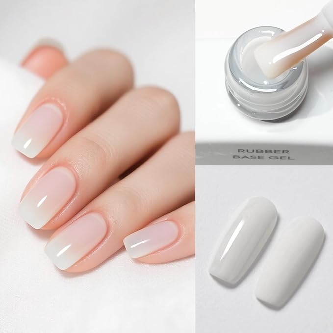 CANNI Rubber Base Gel - 9ml Clear Nail Strengthener Gel, Flexible Base Coat for Weak Nails, UV LED Soak Off Natural Look Manicure DIY Women