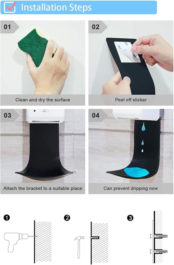 10 Pcs Drip Tray for Wall Mounted Soap Dispenser, Prevent Dripping and Spraying, Dispenser Stand, Black