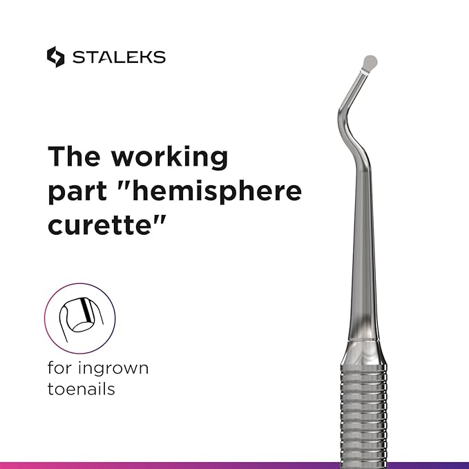 Staleks Pro Expert 20 Pedicure Curette Type 1 – Hemisphere Curette and Toenail Cleaner – Stainless Steel – for Professional Pedicure