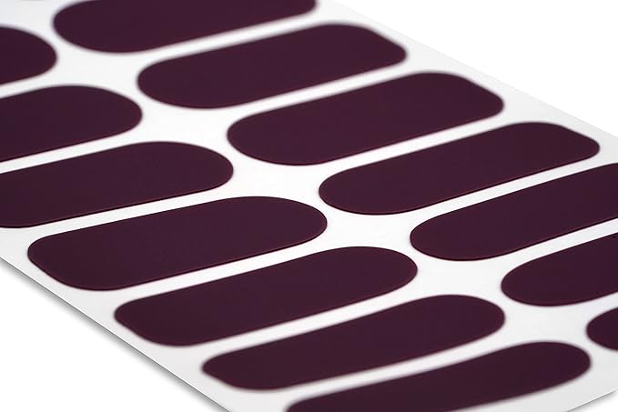 | 20 Exquisite Gel Nail Polish Strips w/Application Accessories - No UV/LED Lamp Required (Deep Purple - Matte Finish)