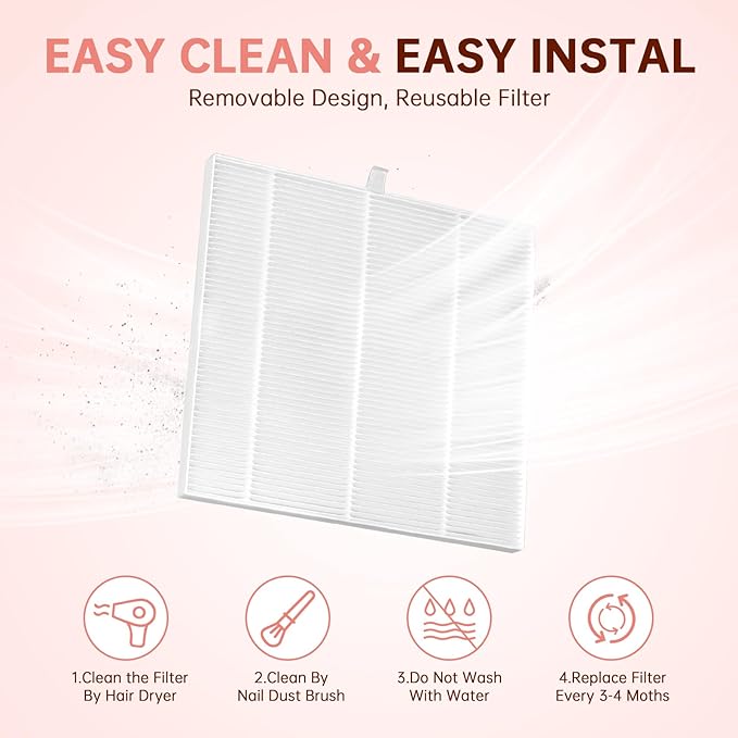 Nail Dust Collector, Powerful Vacuum Fan Vent Dust Collector Extractor Dust Suction Machine for Acrylic Nails Polishing, Nail Salon&Home, White Diamond