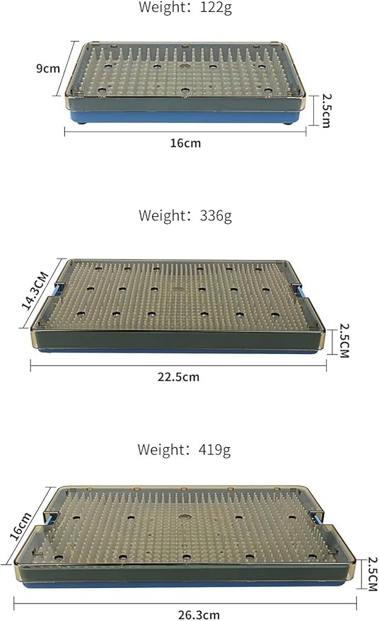 Dental Plastic Sterilization Tray Box Instrument Autoclavebale Detachable Stand Box Holder with Silicone Mat (Small)