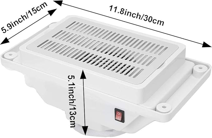 KISSHAKE Nail Dust Collector, Powerful Nail Vacuum Fan Dust Collector Extractor Dust Suction Cleaner Machine Manicure Tools for Acrylic Gel Poly Nails Polishing Filing, Salon / Home Use