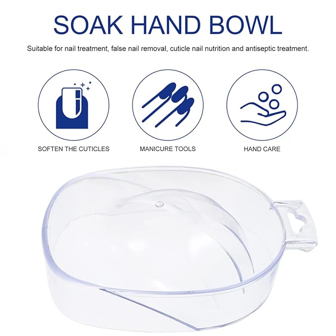 2pcs Professional Nail Art Soaking Bowls Manicure Hand Bowl Nail Soak off for Polishing and Removing