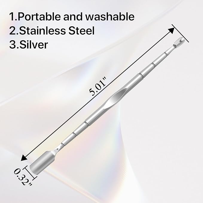 10 Pack Cuticle Pushers with Fork, 2 in 1 Cuticle Nail Pusher Tools with fork, Stainless Steel Cuticle Remover Tool for At-Home & Travel Manicures Pedicures - Silver