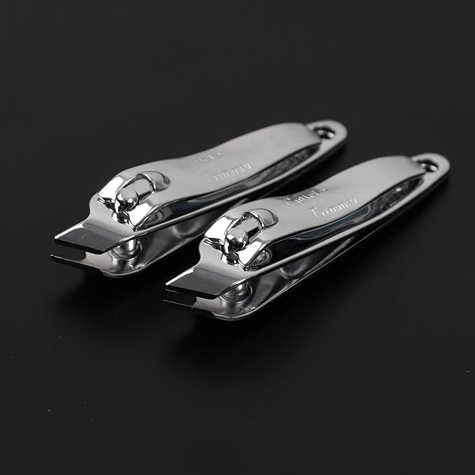 uxcell 6 PCS Sharp Nail Clippers Set, Metal Slanted Edge Toenail Clippers, Silver Tone Fingernail Clipper, Manicure Tool Pedicure Nail Clipper Cutter for Men Women Nail Cleaner