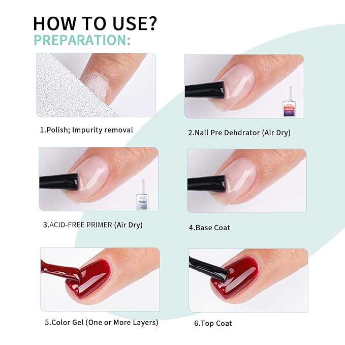 AIJIMEI Professional Natural Nail Prep Dehydrator and Acid Free Primer For Acrylic False Nail Tips Bond Base Coat Gel Nail Polish and Quick Drying Adhesive Dehydration Set（18ml/0.63fl.oz