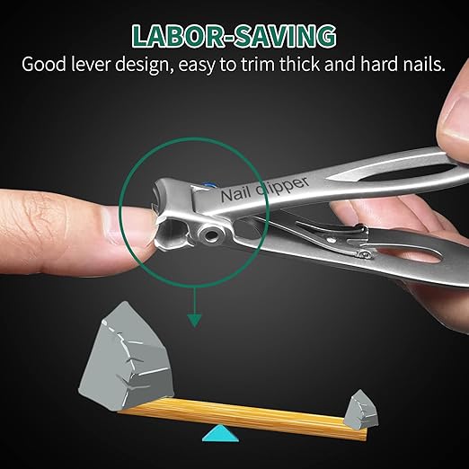 SZHLUX Nail Clippers Ultra Wide Jaw Opening Fingernail and Toenail Clippers Set for Thick Nails Cutter for Ingrown Manicure,Pedicure,Men & Women Big, Silver