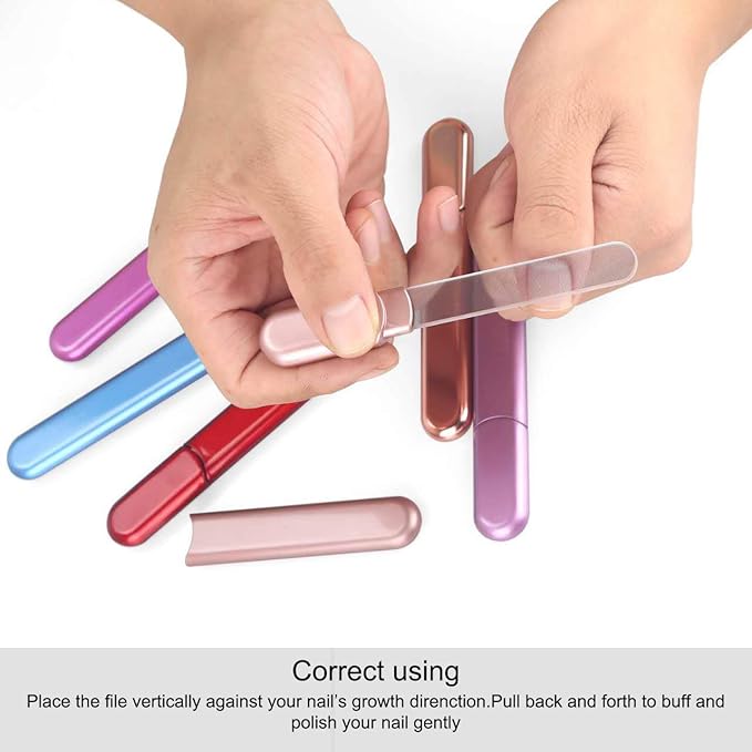 Premium Particular Glass Nail File with Case, Both Sided Filer, Crystal Beauty Nail File, Salon Nail Shine Top, Purple