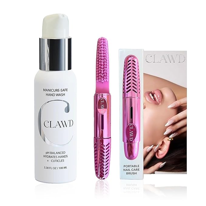 Pink Nail Brush for Cleaning Fingernails & Manicure Safe Antibacterial Hand Wash – Portable Soft Bristle Nail Scrubber with Keychain with 100ml Moisturizing Hand Soap