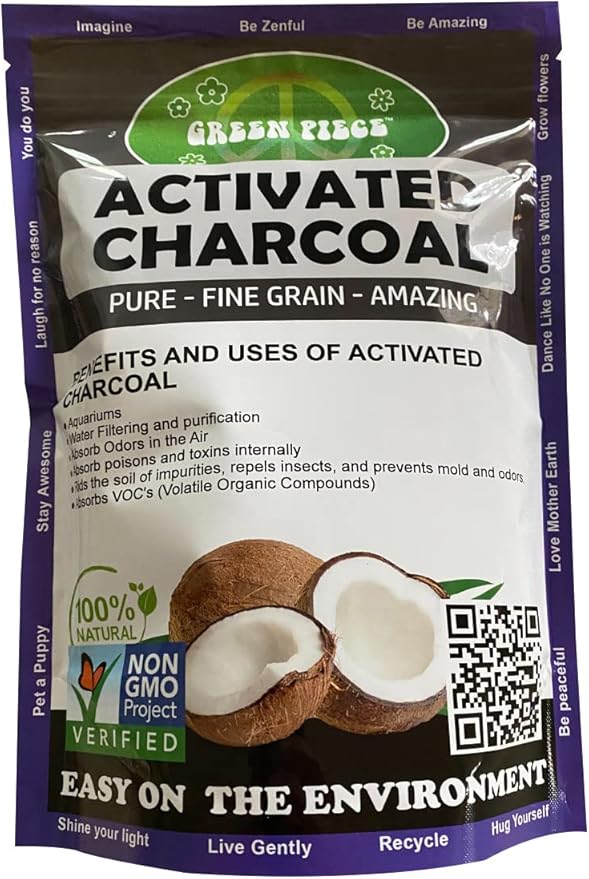 Green Piece® Activated Charcoal Pure - Course Grain Air Purifying Bag - Kid/Pet Friendly Air/Water Fresheners - Odor Absorber - Resealable Bag Made by Green Piece (1 Pound)