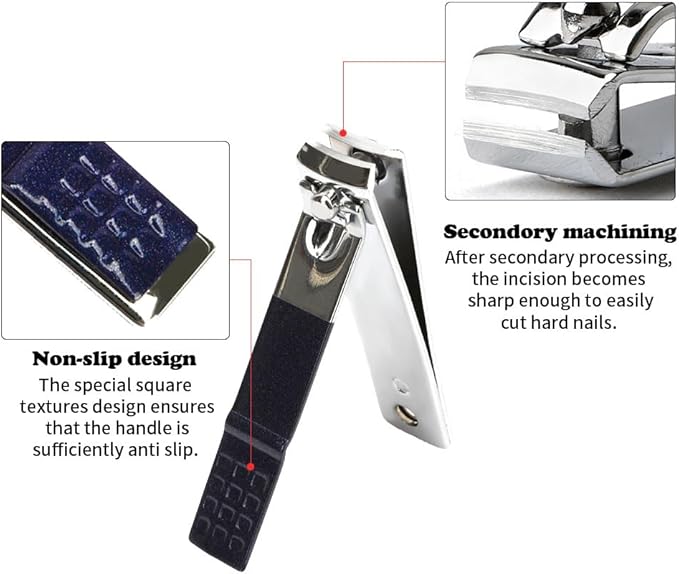 Christmas Stocking Stuffers Nail Clippers Manicure Set Nail Tools Pedicure Supplies Fingernail Clippers for Men Manicure Kit Toenail Clipper 8 in 1 Pednicure Tools Blue with Leather Travel Case