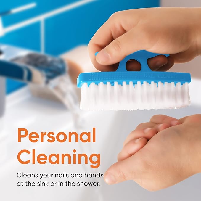 Superio Nail Brush for Cleaning Fingernails, Nail Scrubber Brush, Toe Foot Hands Fingernail Brush Cleaner- Small Scrub Brush- All-Purpose Stiff Cleaning Brush (8, Blue)