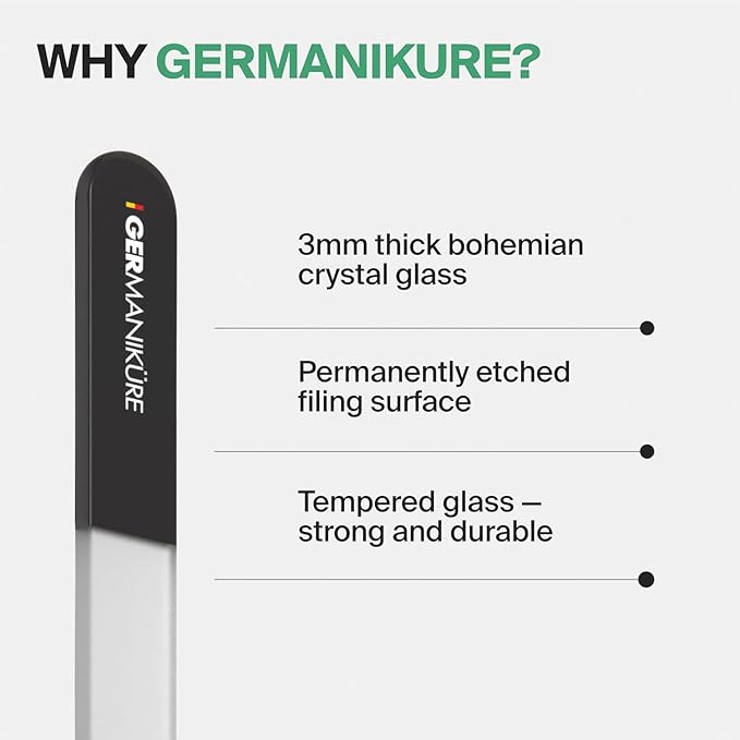 GERMANIKURE Glass Nail File in Cork Sleeve - Collect Moments Not Things - Professional Crystal Nail File for Natural Nails - Ideal Manicure & Pedicure Tool for Smooth, Easy Shaping - Nail Care Gift