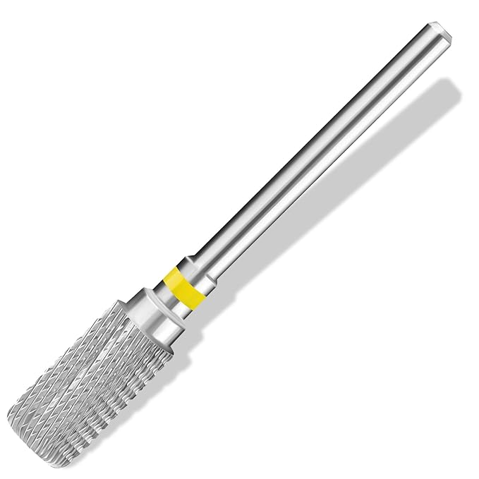Tungsten Carbide Acrylic Nail Drill Bit Flat Top Cylinder Efile Electric File Machine Head Tip for Manicure Polishing Art Remove Gel Polygel 3/32" 2 Way Professional Tech (Extra Fine Grit)