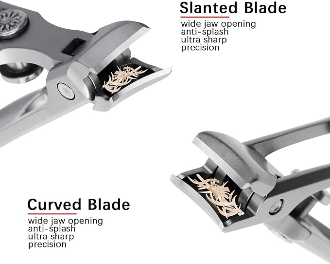Curved and Slanted Nail Clippers Set for Men, Toe Nail Clippers for Seniors Thick Toenails, Large Wide Jaw Opening Sharp Nail Cutter with Catcher Heavy Duty for Adult Women
