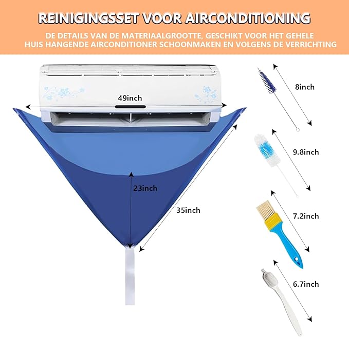 Ac Cleaning Kit, Air Conditioner Cleaning Kit, Ac Cleaning Bag, HVAC Cleaning Kit, Ac Cleaning Cover Bag, Large Size, Integrated Design for Easy Cleaning (Blue Set)