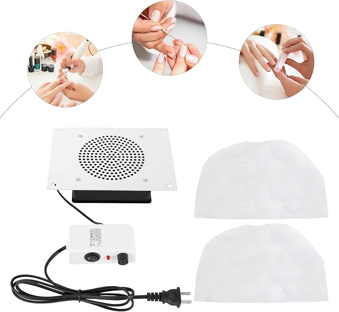 Desktop Nail Dust Collector Nail Dust Collector for Nail Salon or Home DIY Manicure (Silvery White)