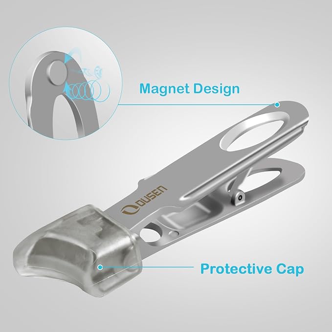 Toenail Clippers for Thick Nails, Angled Head Toe Nail Clippers for Men& Women, Wide Jaw Fingernail Clippers with Catcher, Ingrown Toe Nail Cutter with Slanted Curved Blade Nail Trimmer for Seniors