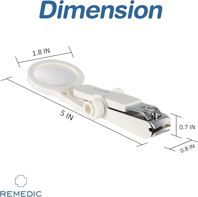 Remedic Extra Large Nail Clippers with Magnifier for Fingernails & Toenails – Arthritis-Friendly Grip - Perfect for Elderly & Low Vision Users – professional quality - sharp blades for precise cutting