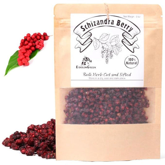 EidolonGreen [China Medicinal Herb] Dried Schisandra Berries (Schisandra/Wuweizi) – 100% Natural Five-Flavor Fruit Herbal Tea, 3 oz (88g)