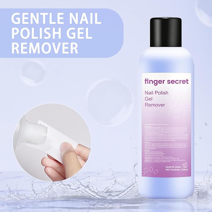 Gel Nail Polish Remover,finger secret Nail Polish Gel Remover 8 FL.OZ,Gel Polish Remover Gel,Professional Gel Nail Polish Remover Quickly & Easily & Effectively Remove Polish