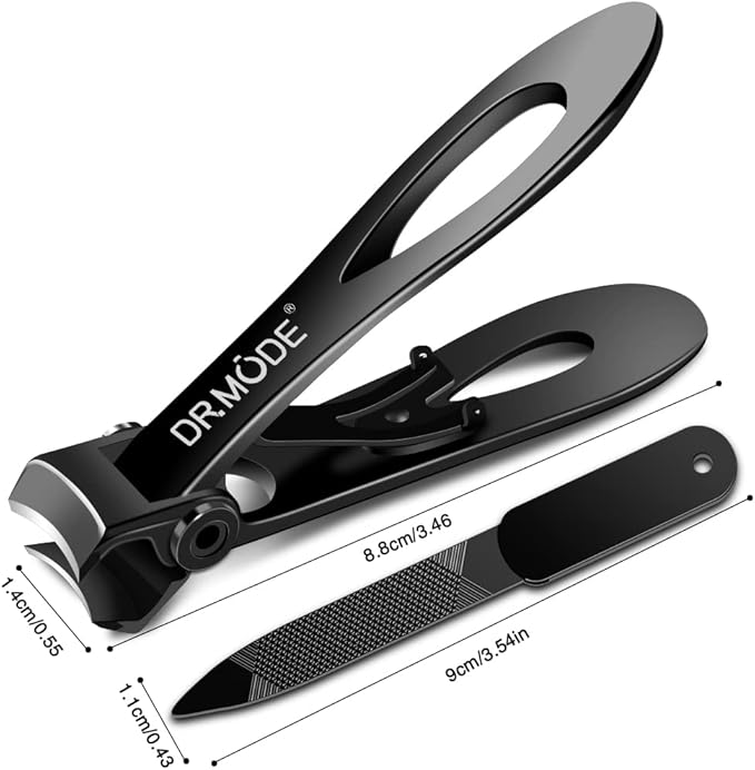 DRMODE Nail Clippers for Men Thick Nails, Heavy Duty Toenail Clippers for Seniors Thick Toenails with 16MM Wide Jaw, Sharp Stainless Steel Large Finger Nail Clippers Adult Cutter Trimmer with File