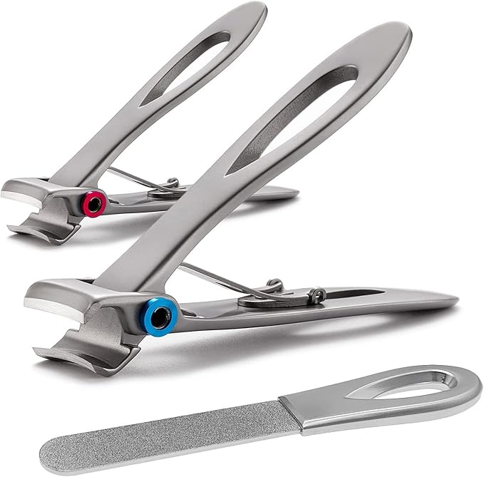 Large and Small Nail Clippers Set, Toenail Clippers for Thick Toenails, Wide Jaw Opening Heavy Duty Stainless Steel Toe Nail Clippers for Seniors, Men & Women