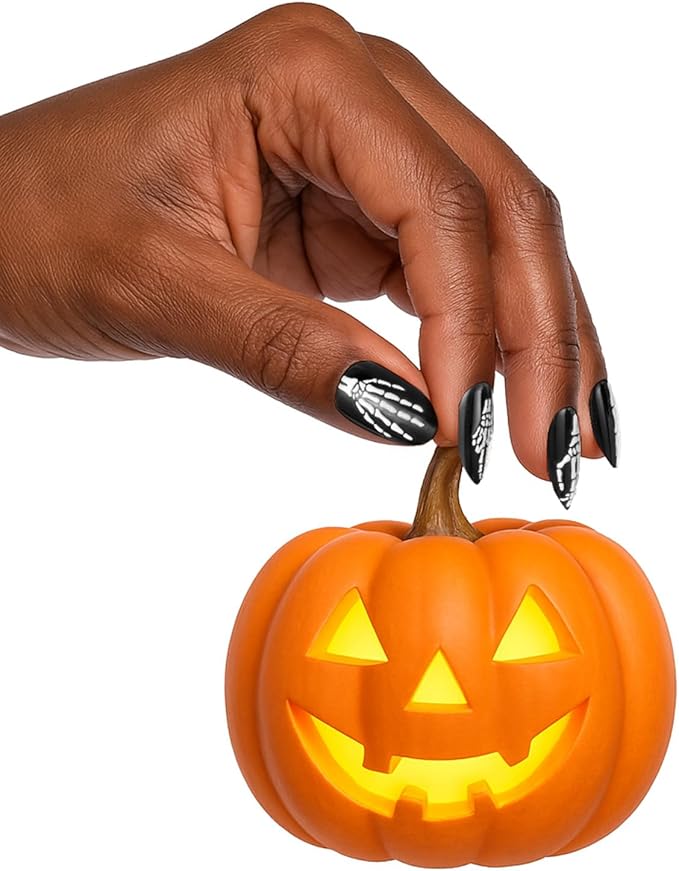 Halloween Nail Decals – 5 Sheets Bratrico 5D Halloween Nail Stickers, Self-Adhesive with Skulls, Bones, Black Butterfly Spiders & Black Roses, Classic Halloween Manicure Set for Women, Girls & Teens