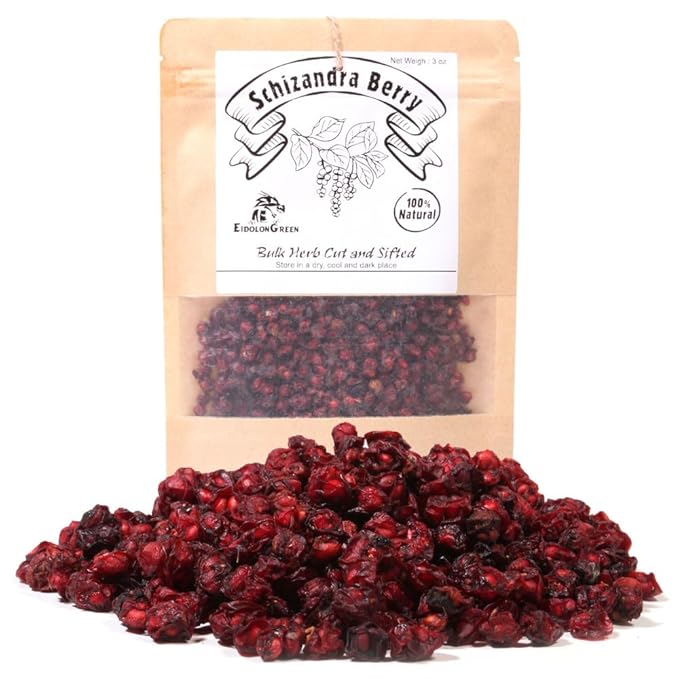 EidolonGreen [China Medicinal Herb] Dried Schisandra Berries (Schisandra/Wuweizi) – 100% Natural Five-Flavor Fruit Herbal Tea, 3 oz (88g)
