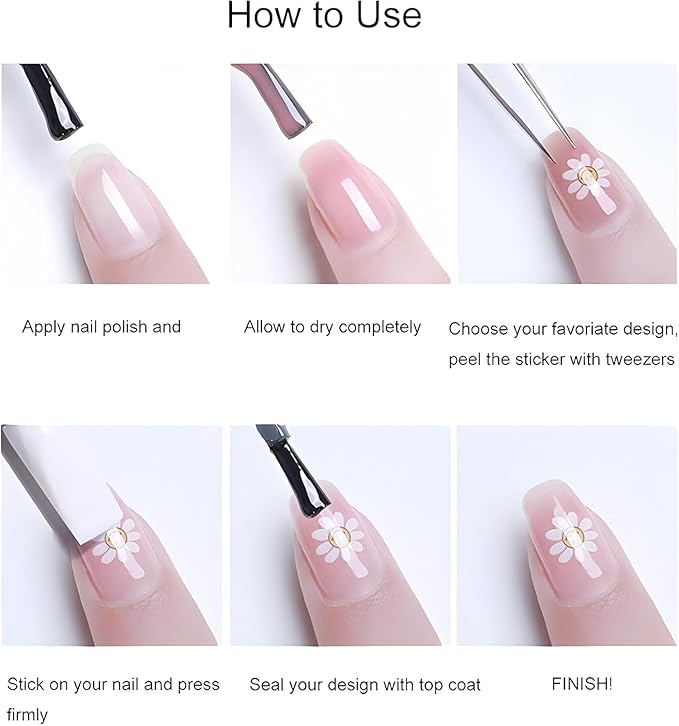 12 Sheets Gold Star Digit Heart Nail Art Stickers - 3D Self Adhesive Decals for Design and Decoration - Supplies Accessories for Women