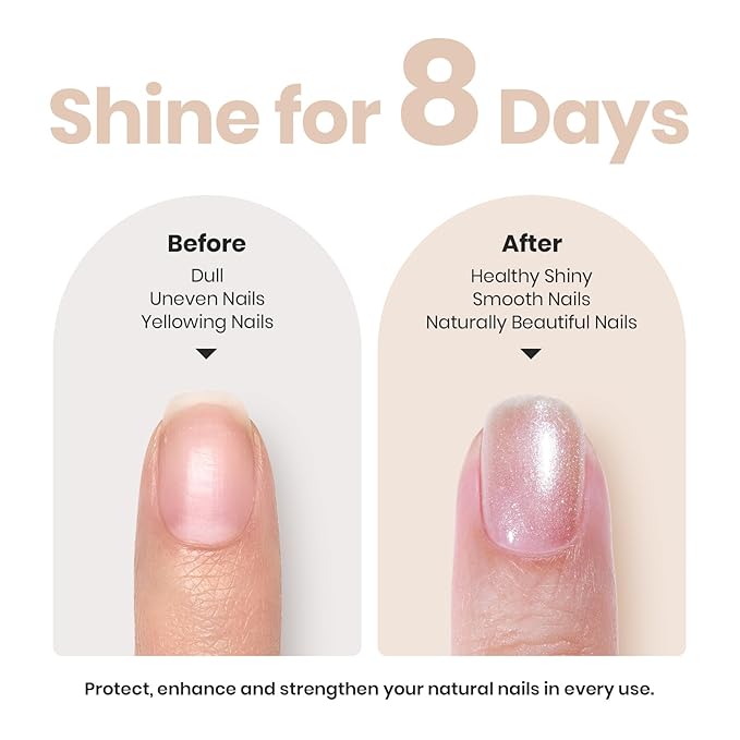 Beetles Pearl Nail Polish - Natural Nail Polish Illuminating Nail Concealer Fast Dry Quick Nail Strengthener and Growth Treatment for Thin and Damaged Nails,0.51 FL OZ