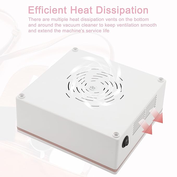 VOCOSTE Nail Dust Collector, 60W Nail Vacuum Dust Collector, Low Noise Nail Fan Dust Collector, Nail Duster Collector, for Manicure Acrylic Gel Nails Polishing, White