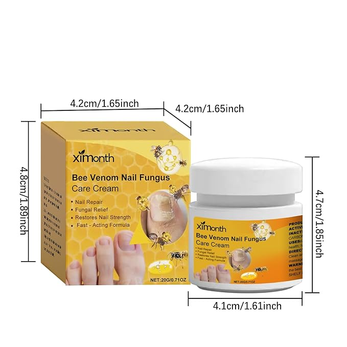 Bee Venom Nail Care Cream with Keratin & Hyaluronic Acid - Intensive Nail Care for Damaged & Brittle Nails, Cuticle Moisturizer for Men and Women, 0.71 Oz