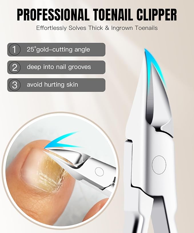 12Pcs Ingrown Toenail Removal Kit-Toenail Clippers for Ingrown & Thick & Hard Nails-Ingrown Toenail Tool with Toe Nail Clippers/Nail Cutter/Pedicure Knife/Callus Remover Tools for Seniors Men Women