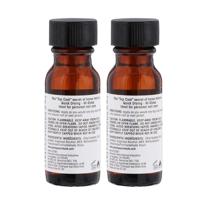 Gena Healthy Hoof Nail Lacquer – Hard as Hoofs Nails Strengthener, High-Gloss Top Coat 0.5 oz, 2 Pack