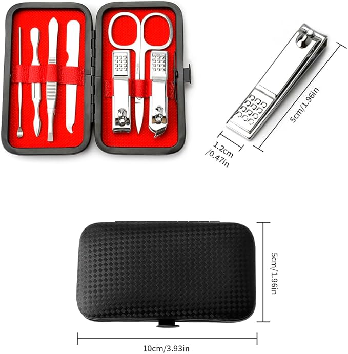 MDOZQ Nail Clippers Manicure Kit for Men & Women, 8 in 1 Personal Care Set, Silver Metal Nail Care Kit, Professional Grooming Tools