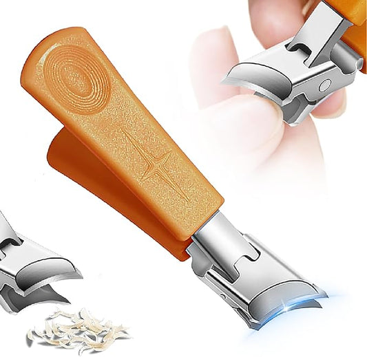 Wide Jaw Opening Anti-Splash Slanted Nail Clipper, 2025 Curved Toenail Clippers for Thick Toenails Fingernail and Toenail Clipper Cutters Angled Nail Clippers (Orange, 1Pack)