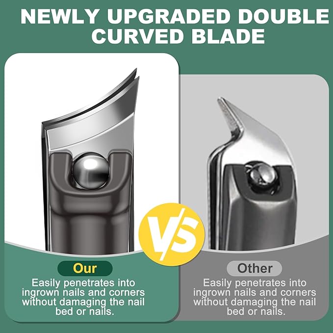 Ingrown Toenail Clippers, CLPPNA Curved Blade Edgy Nail Clipper for Thick Toenails, Angled Ingrown Toenail Clippers for Seniors, Men, Women with Nail File, Toe Nail Clippers for Ingrown Toenail Tool