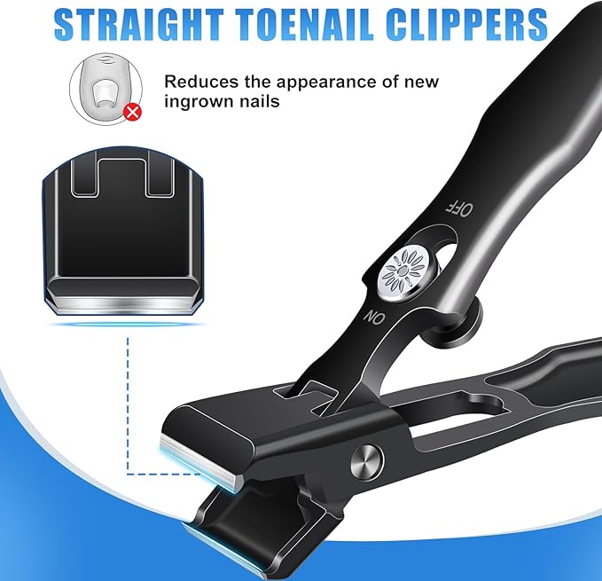 German Nail Clippers for Men Thick Nails,Upgrade Straight Toenail Clippers for Seniors with Wide Opening,Large Heavy Duty No Splash Ingrown Fingernail Clipper Nail Cutter with Catcher