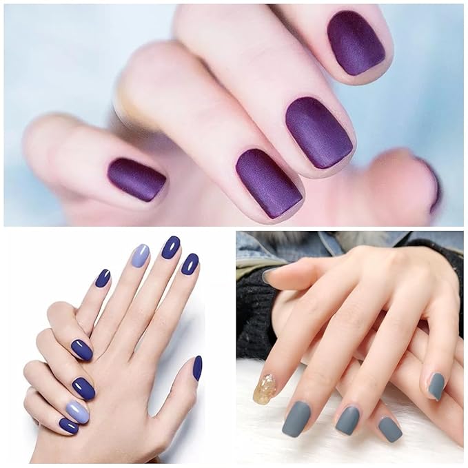 SILPECWEE 16 Sheets Dark Nail Wraps for Women Stick on Nail Polish Strips Gel Nail Strips Self Adhesive Nail Polish Stickers Black Fingernail Sticker Nails Manicure Kit with Nail File