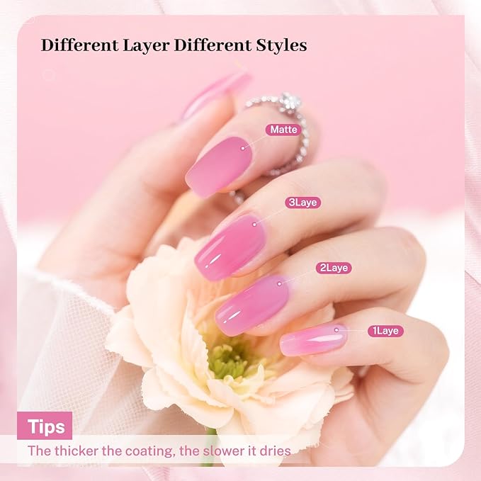 16.5ml Jelly Sheer Pink Nail Polish Large Volume Quick Dry Hot Pink Nail Polish, Long Lasting Shine, Fingernail Toenail Nail Art DIY Home Travel Nail Art Gift