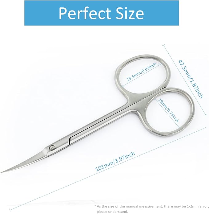 Qunzhao Cuticle Scissors for Women and Men Curved Stainless Steel with Tip Grooming Blades Manicure Nail for Dry Skin Nail Scissors (2)