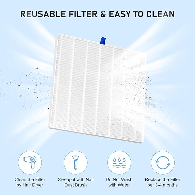 FAHKNS Nail Dust Collector for Nail Tech & Acrylic Nail Polishing, Adjustable Speed Nails Extractor Vacuum, Powerful Vacuum Fan, Low Noise, Reusable Filter & Magnetic Detachable Nail Salon
