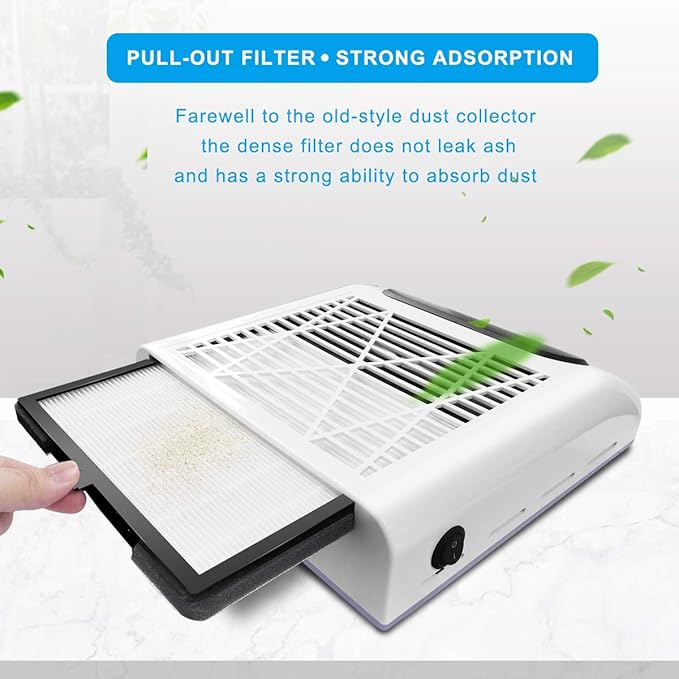XBERSTAR Nail Dust Collector Filters Screen with 2Pcs Replacement for Nail Dust Vacuum Machine