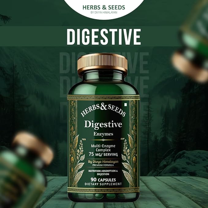 HERBS & SEEDS Digestive Enzyme Capsules Support Digestion & Gut Health Promote Metabolism - for Men & Women - 90 Capsules