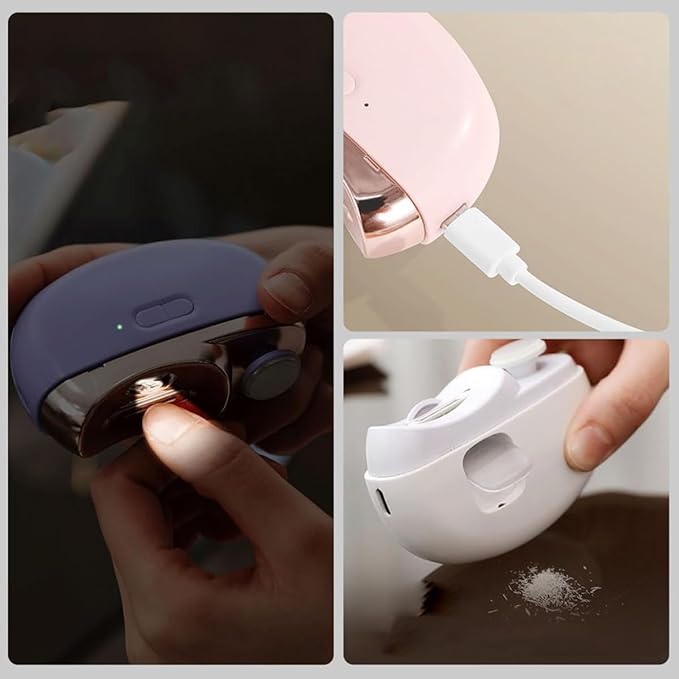 Electric Nail Clipper, FUNPEER 2 in 1 Electric Polishing Automatic Toe Nail Clippers with 2 Adjustable Speeds Electric Finger Nail Clippers for Seniors, Kids and Adults (Purple)