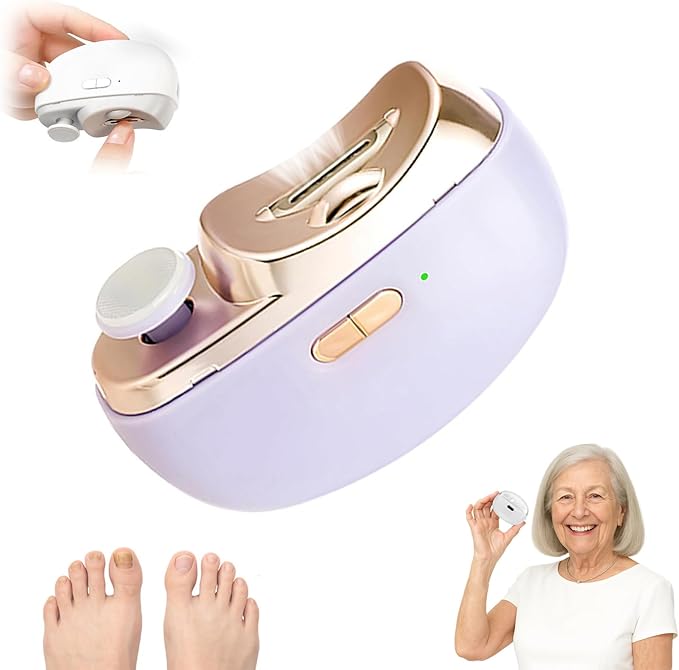 Electric Nail Clipper for Senior - 2026 Smart Nail Clipper for Seniors, Electric Toe Nail Clippe with Polishing, Nail Trimmers Gift for Adult for Arthritis, Low Vision (Purple)